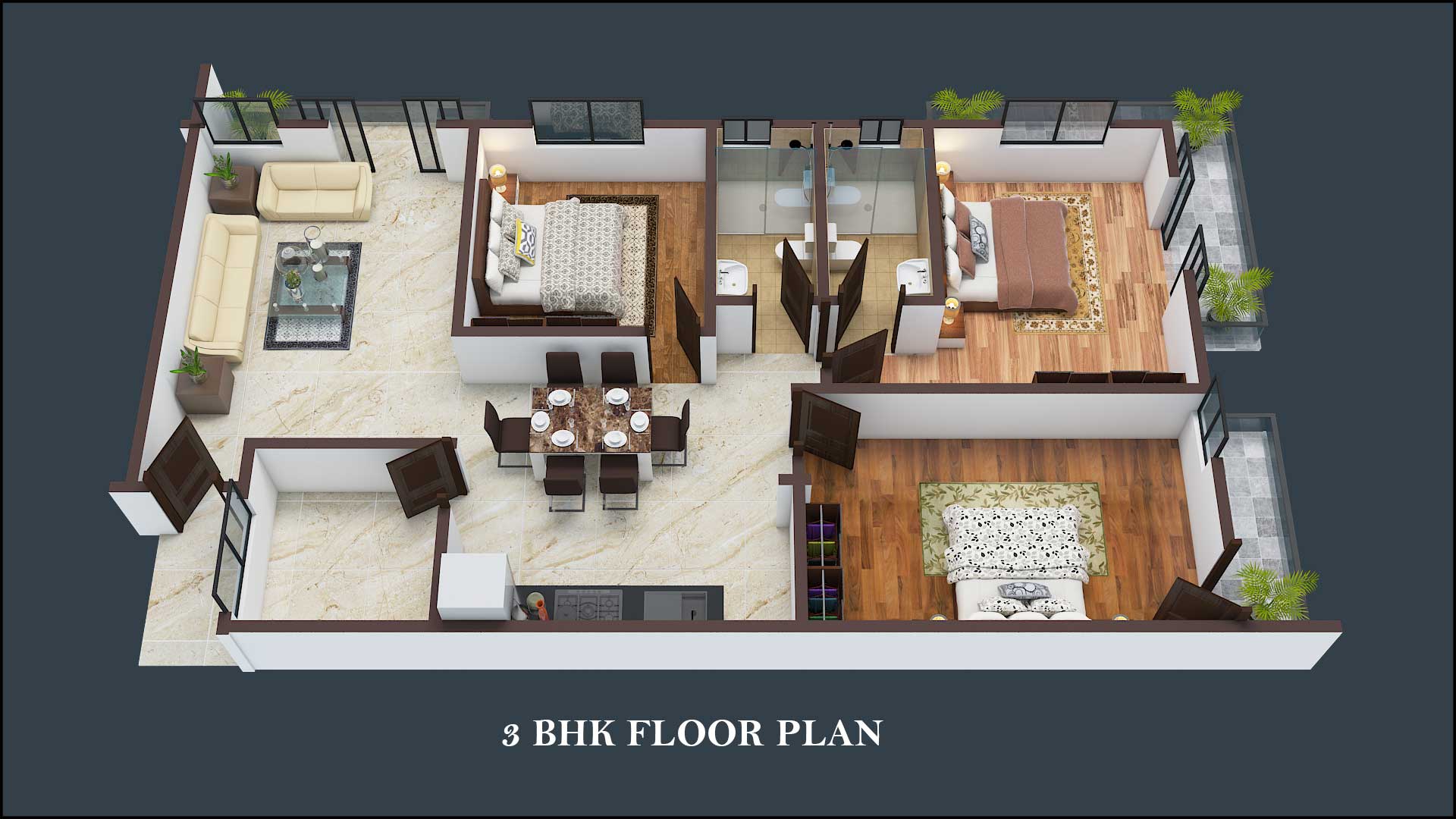 3 BHK floorplan